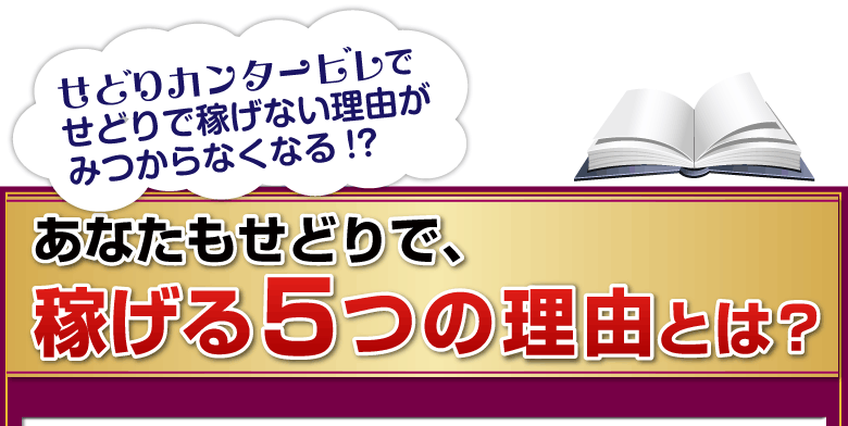 「せどりカンタービレ♪」でせどりで稼げない理由がみつからなくなる!?
あなたもせどりで、稼げる5つの理由とは？